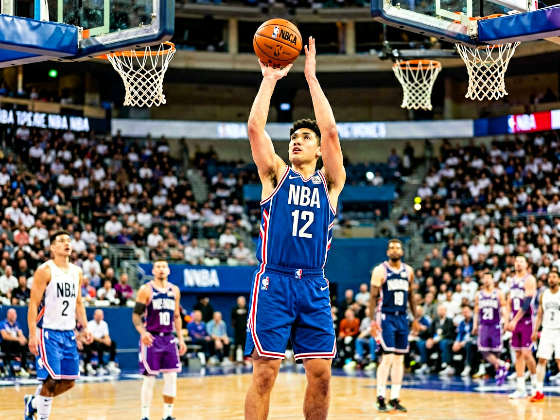 NBA球员在训练中投篮练习